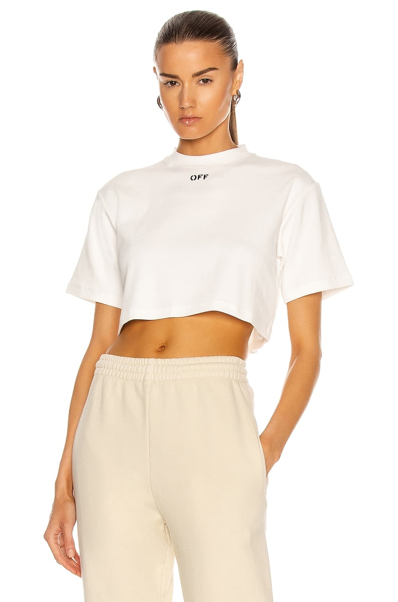 Off-White Rib Cropped Casual Tee