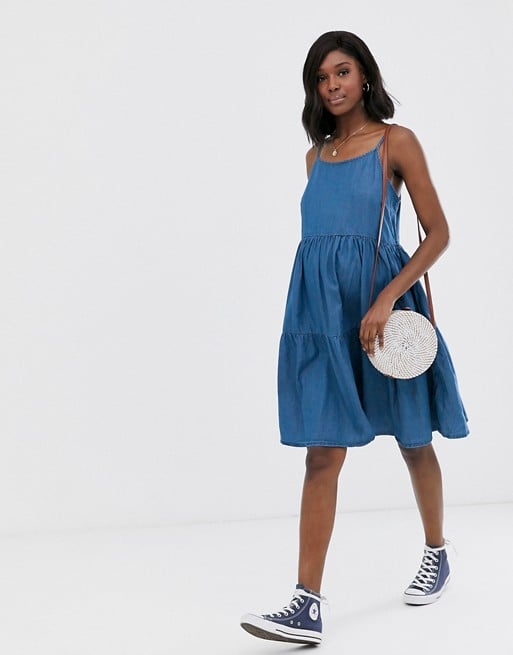 New Look Maternity Tiered Dress in Denim Blue