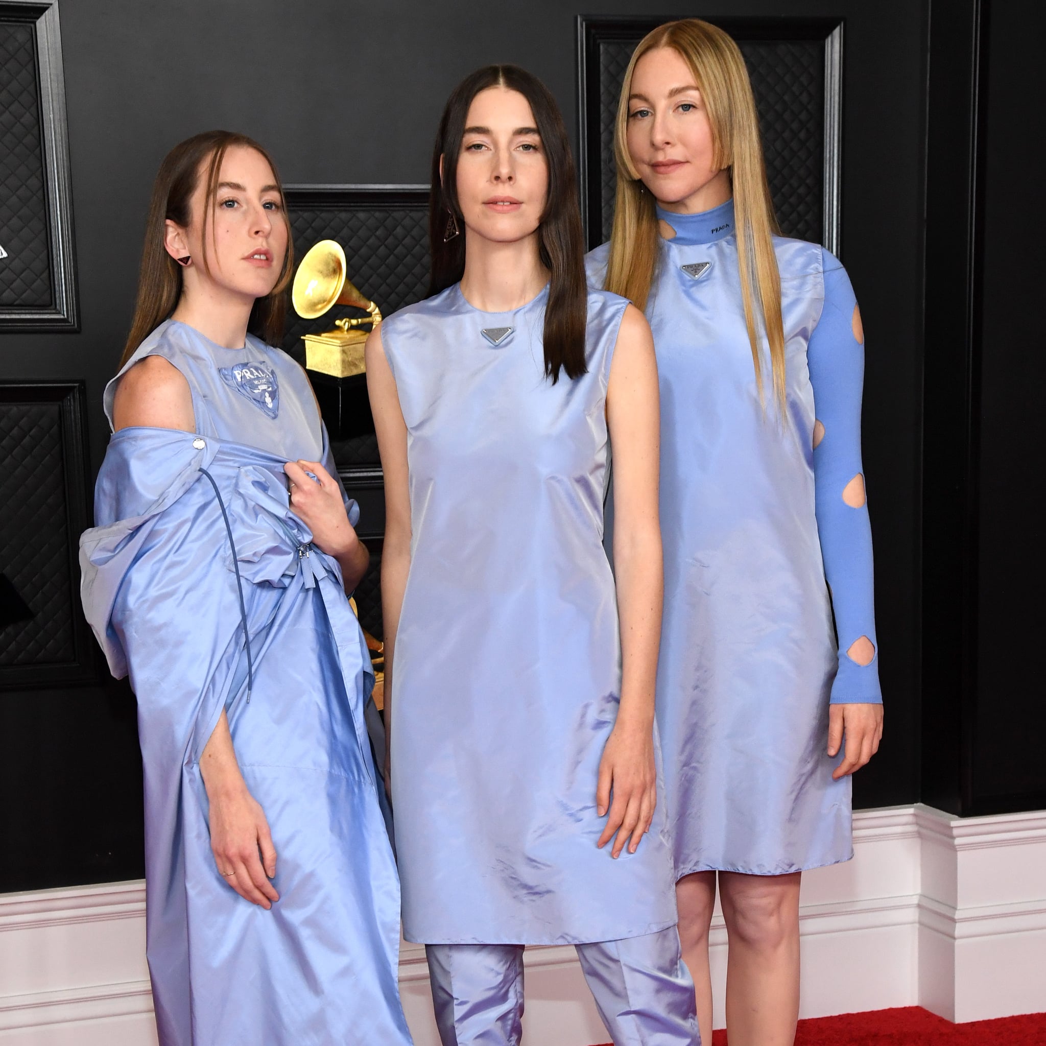 Haim's Blue Prada Outfits at the 2021 Grammys