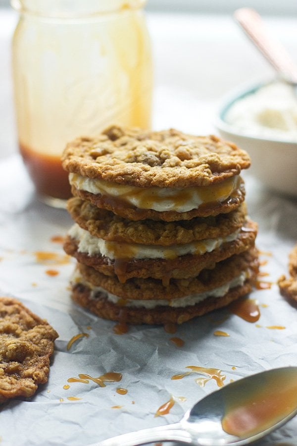 Homemade Salted Caramel Oatmeal Cream Pies