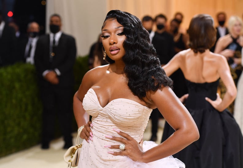 US rapper Megan Thee Stallion arrives for the 2021 Met Gala at the Metropolitan Museum of Art on September 13, 2021 in New York. - This year's Met Gala has a distinctively youthful imprint, hosted by singer Billie Eilish, actor Timothee Chalamet, poet Ama