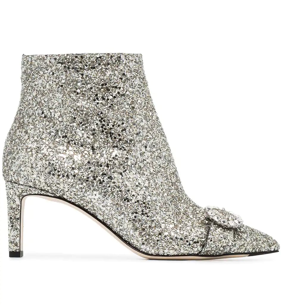 Jimmy Choo Silver Hanover 65 glitter boots