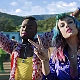 Taylor Swift's Blue, Purple, and Pink Ombré Hair With Purple Lipstick