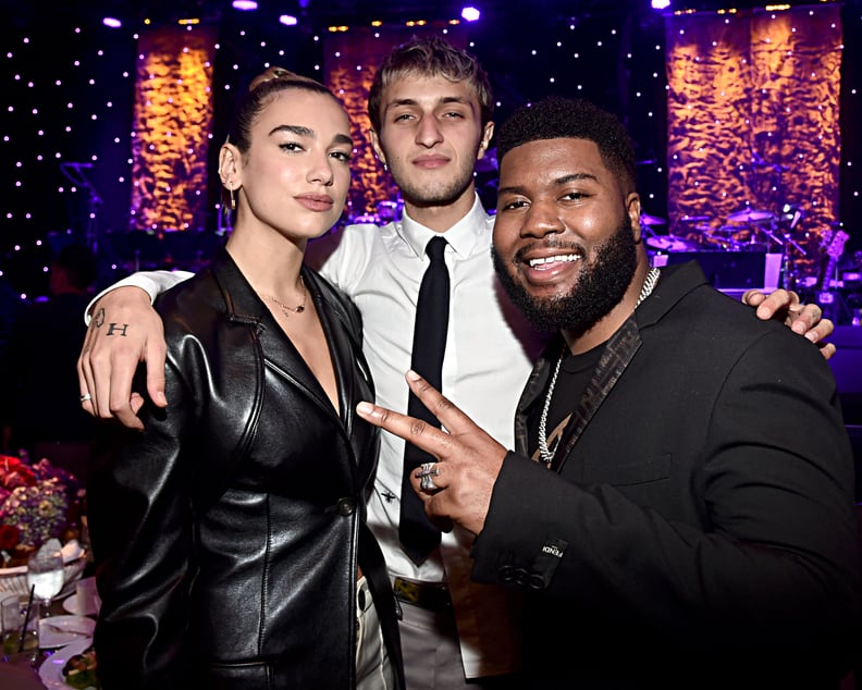 Dua Lipa, Anwar Hadid, and Khalid at Clive Davis's 2020 Pre-Grammy Gala in LA