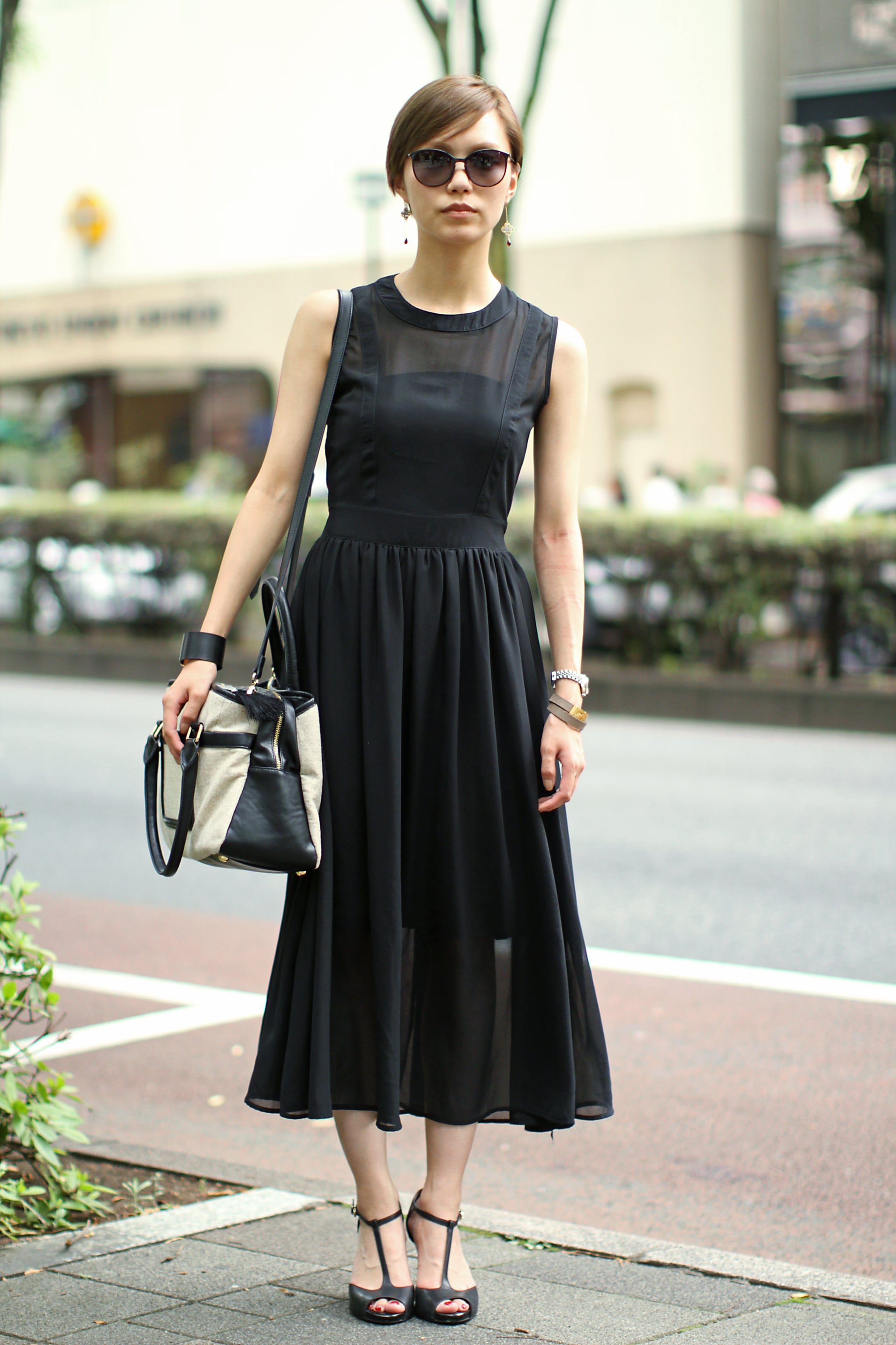 classic black midi dress