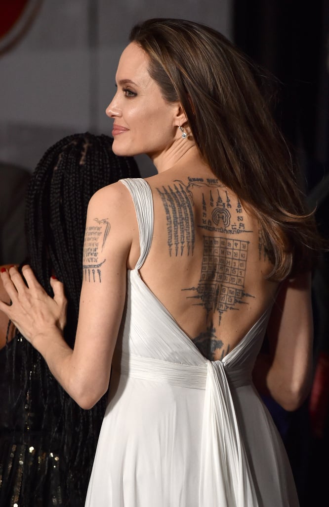 Angelina Jolie's Sak Yant Spine Tattoo