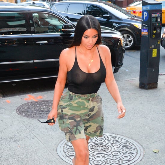 Kim Kardashian Wearing See-Through Top in NYC August 2017