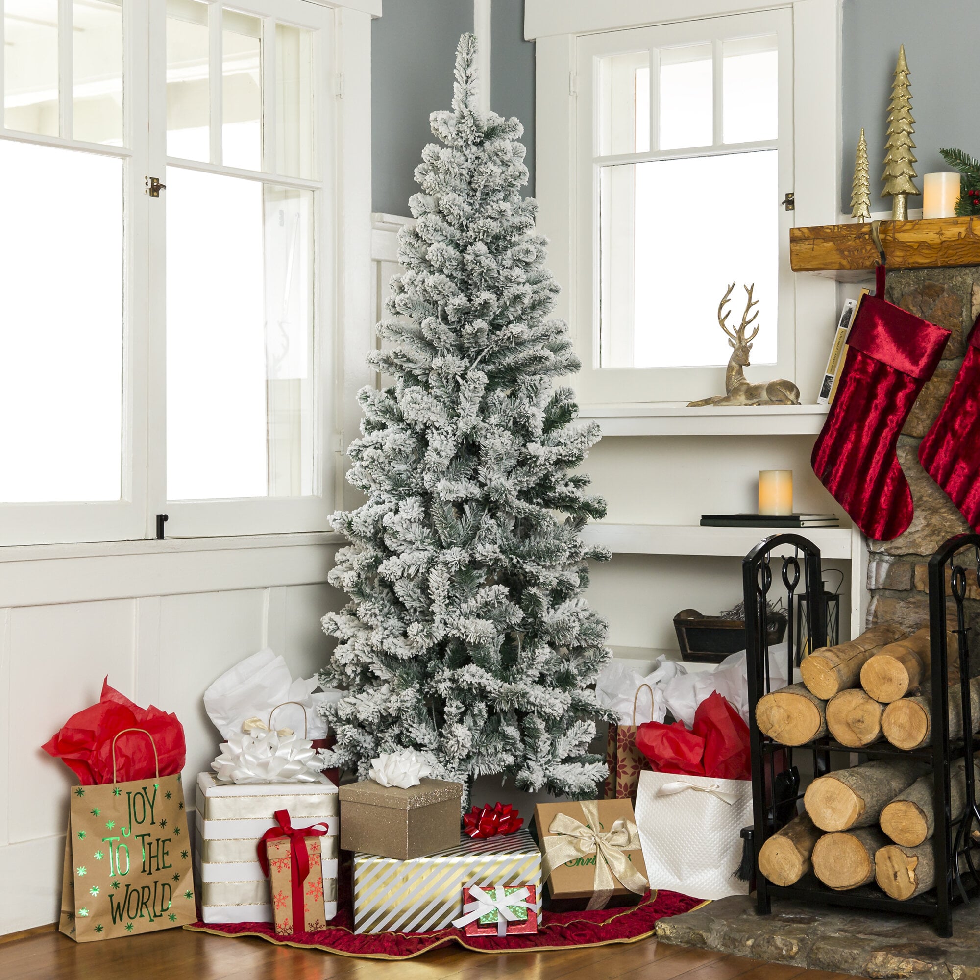 Best Choice Products 6' Unlit Pencil Snow Flocked Artificial ...