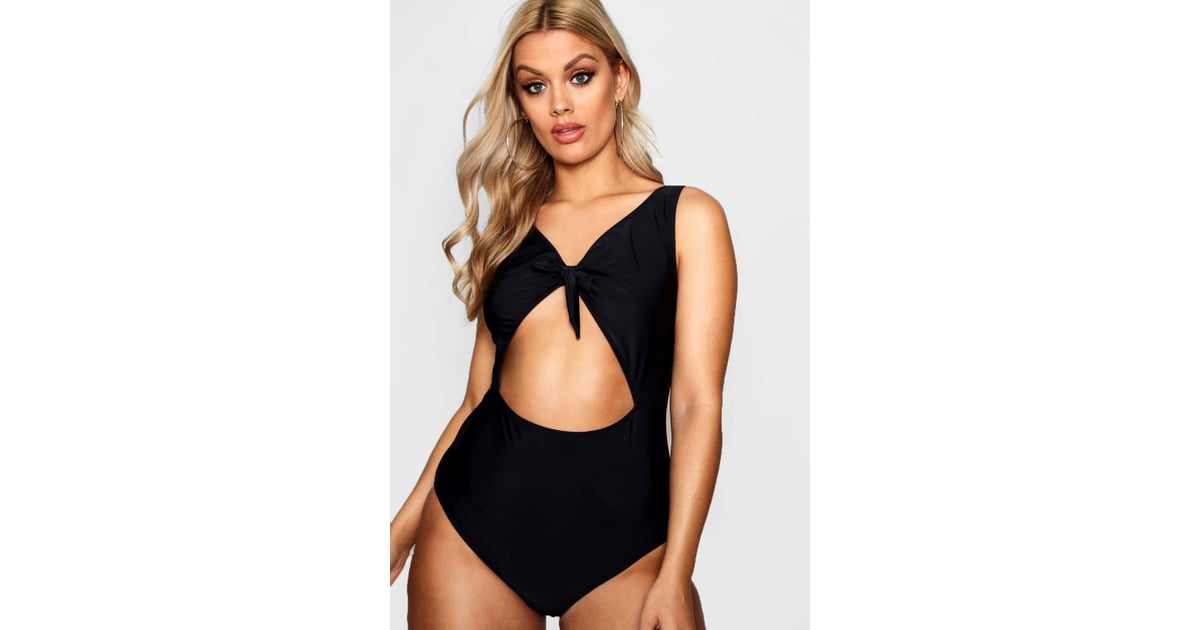 Boohoo Cut Out Detail Swimsuit Gal Gadot Black 1 Piece Swimsuit 2019 POPSUGAR Fashion Photo 10