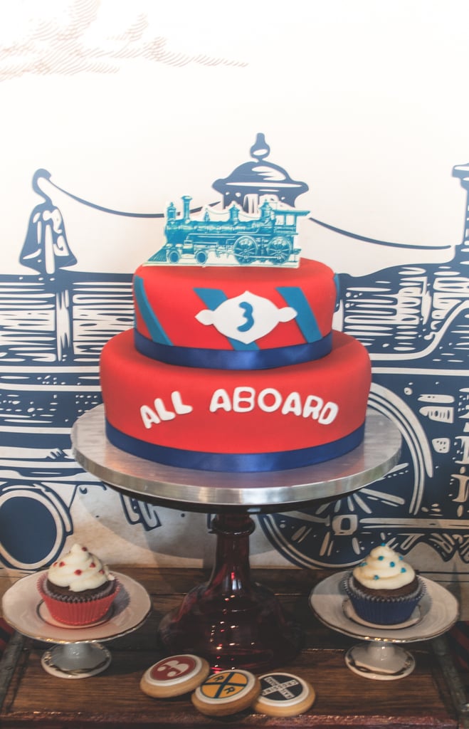 The exquisite "All Aboard" tiered cake was the work of Keren's Party Cakes. 
Source:  Clay Williams and Alex Nirenberg for Keren Precel Events