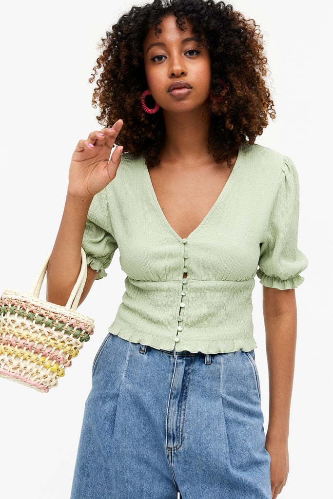 Monki Shirred Crop Top