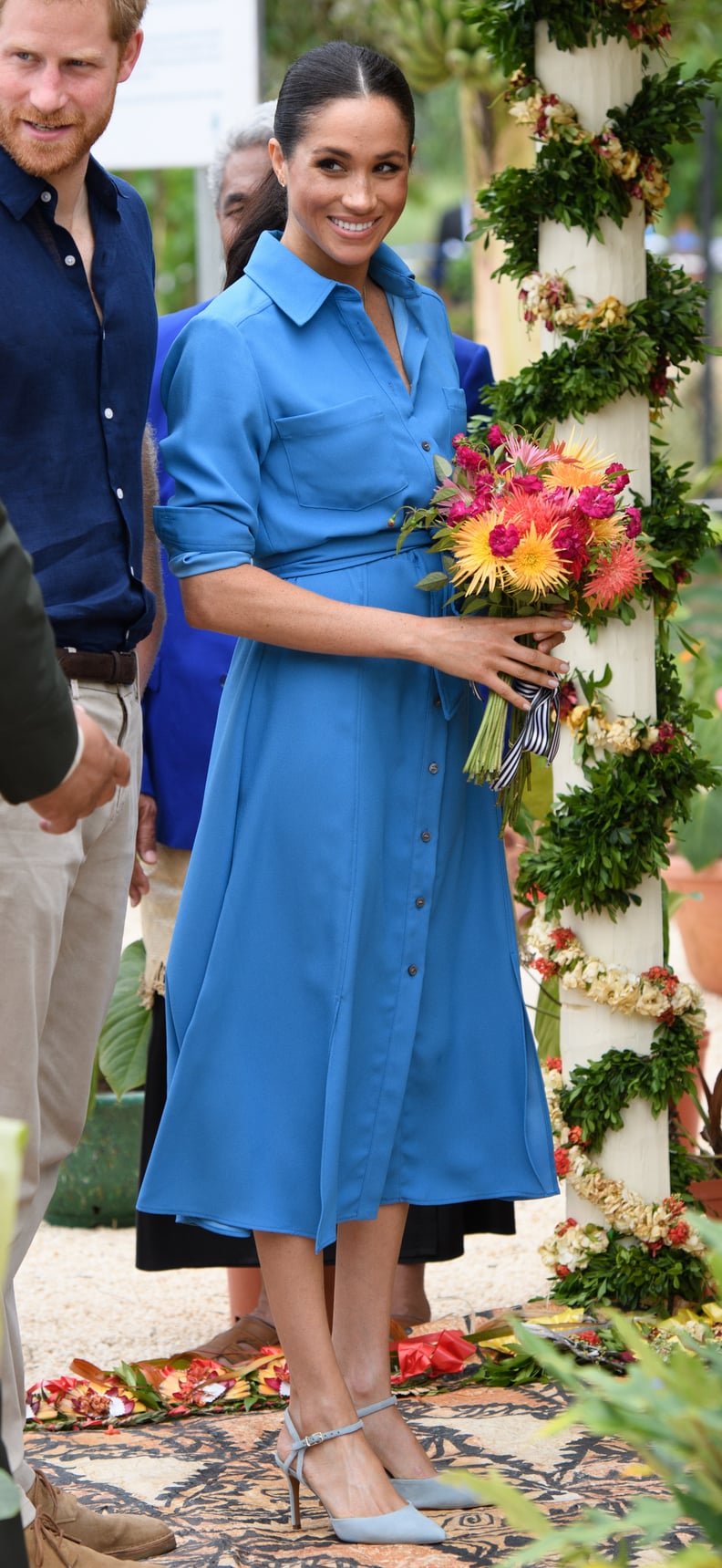 Meghan Markle Wearing Veronica Beard in Tonga in October 2018