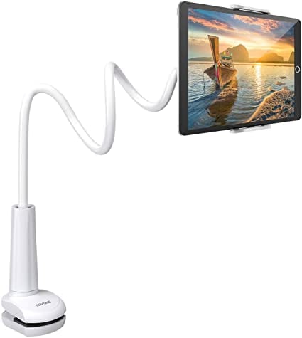 Tryone Gooseneck Mount Holder/Stand Compatible with Tablets and Phones  — White (27.5-inch)