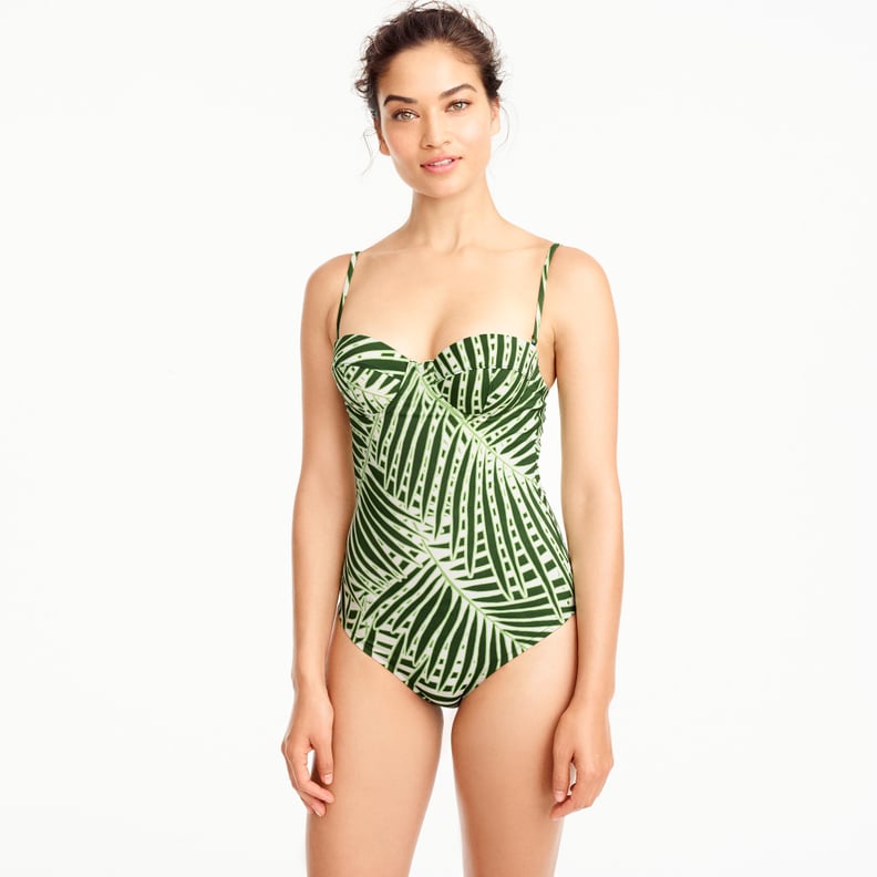 J.Crew Underwire One-Piece Swimsuit Palm Leaf