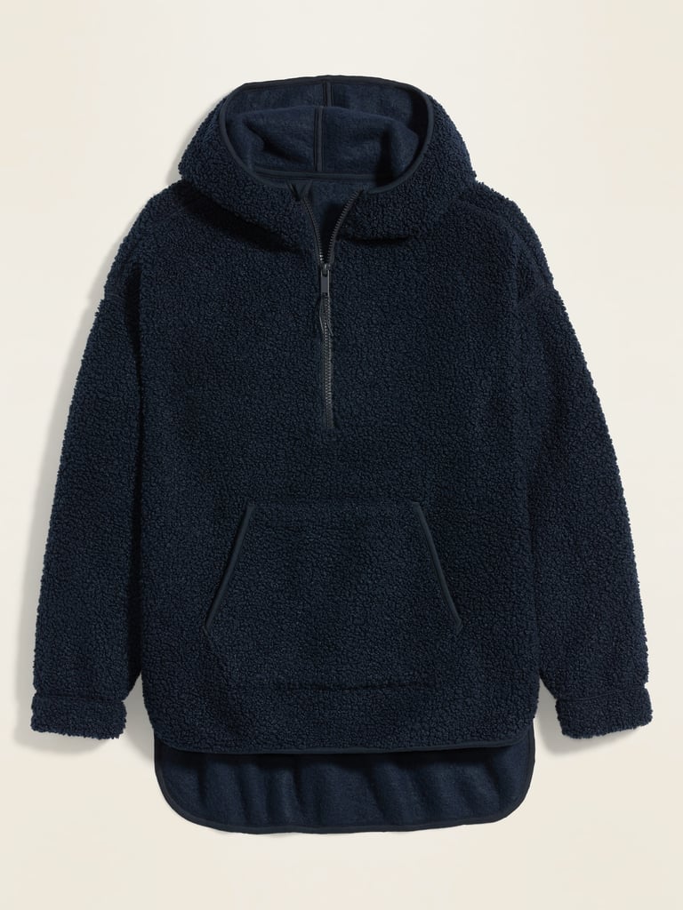 Old Navy Cosy Teddy Sherpa Half-Zip Tunic Hoodie