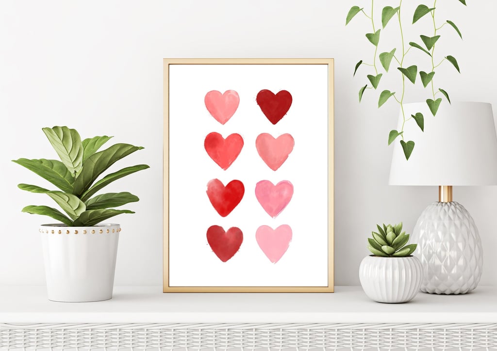 Watercolor Hearts Sign Printable Art