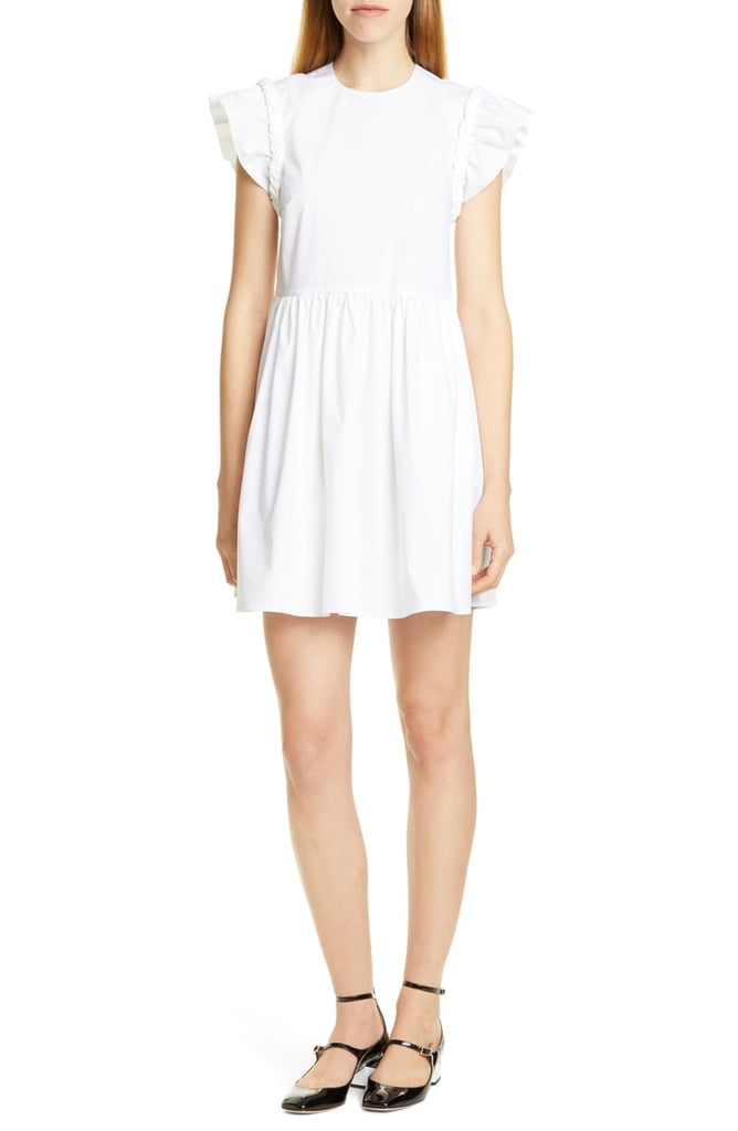 Red Valentino Braided Ruffle Sleeve A-Line Minidress