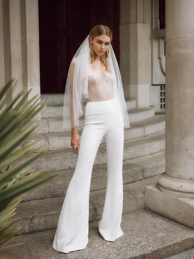 Unique Corset-and-Pants Wedding Outfit