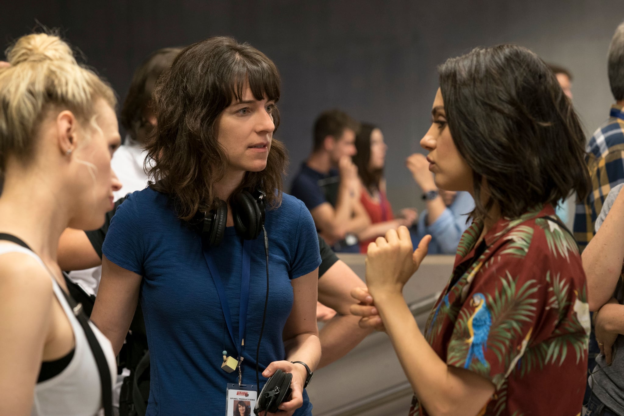 THE SPY WHO DUMPED ME, from left: Kate McKinnon, director Susanna Fogel, Mila Kunis, Ivanna Sakhno, on set, 2018. ph: Hopper Stone/ Lionsgate /courtesy Everett Collection