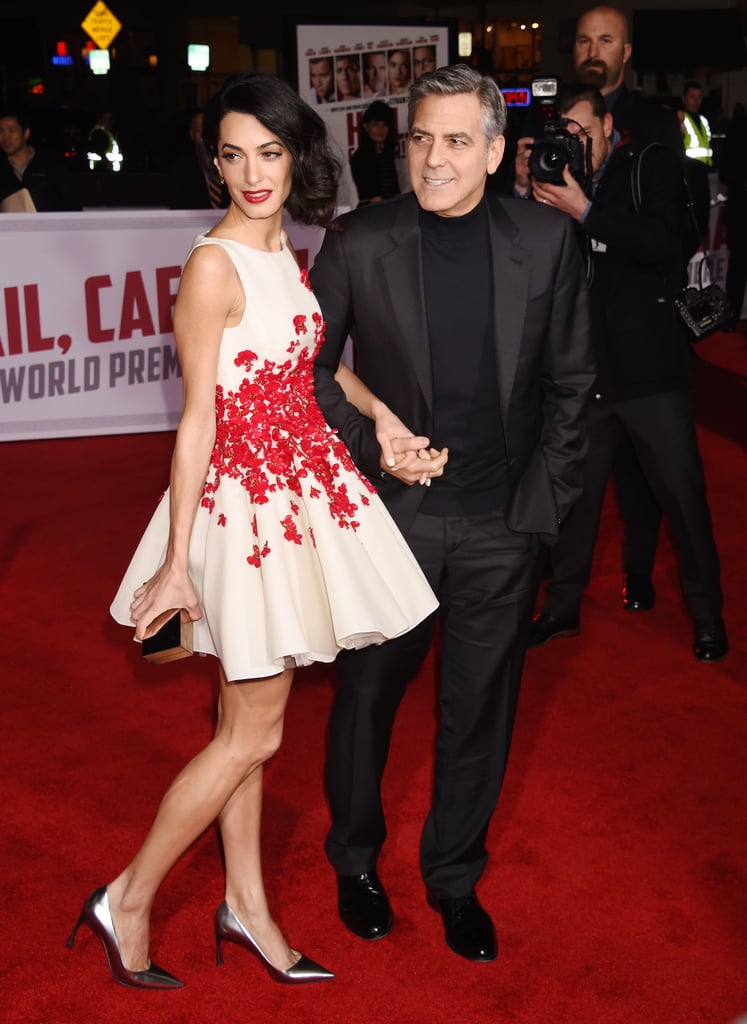 Amal Clooney Wearing Red Floral Giambattista Valli Dress