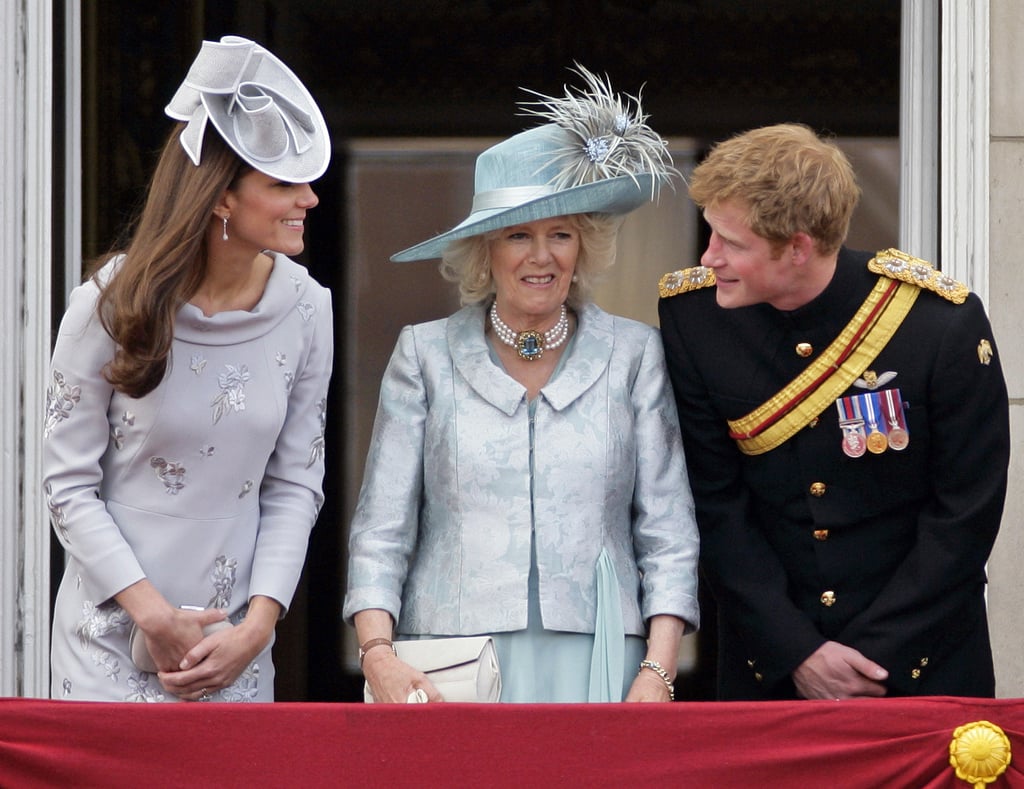 Prince Harry leaned in to chat with his sister-in-law during the 2012 Trooping the Colour ceremony.
