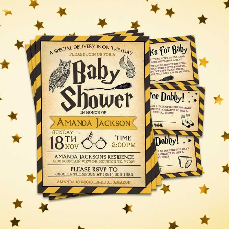 Hufflepuff Hogwarts Harry Potter Baby Shower Invitation