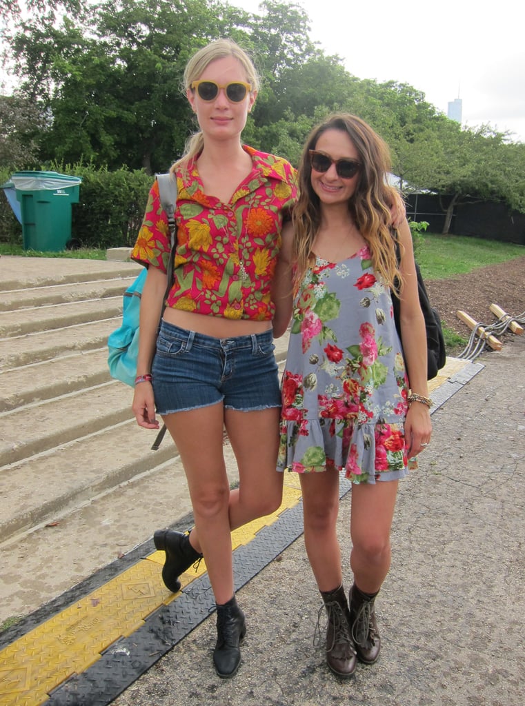 We love friends who coordinate! Both in TOMS sunglasses, Katie paired her yellow frames with a Lonely Dot top, vintage Levi's, and an Opening Ceremony backpack. Whitney also went floral with a vintage dress.