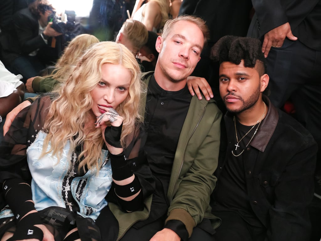 Pictured: Madonna, Diplo, and The Weeknd