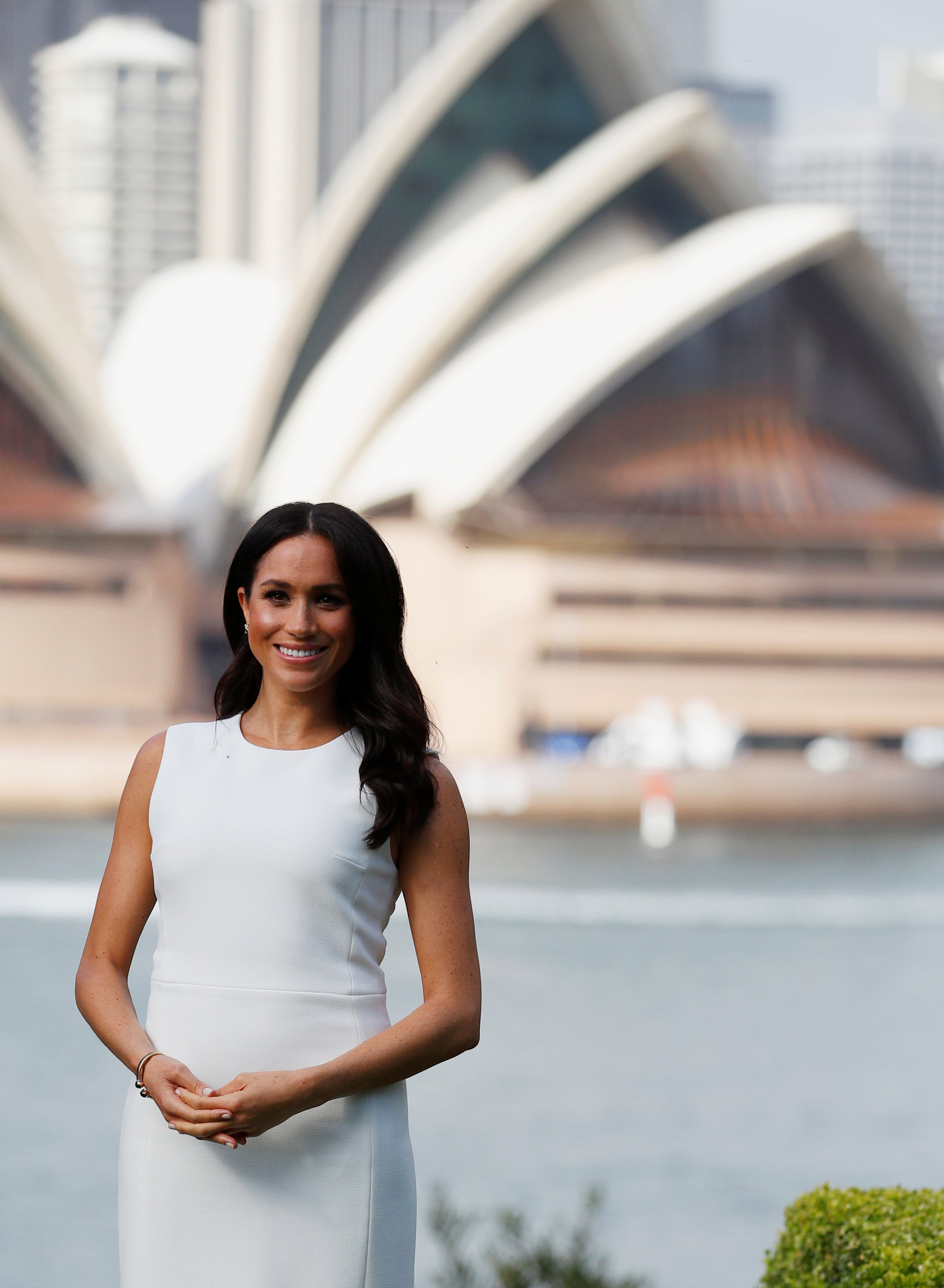 Meghan Markle Karen Gee White Dress Australia October 2018 POPSUGAR Fashion