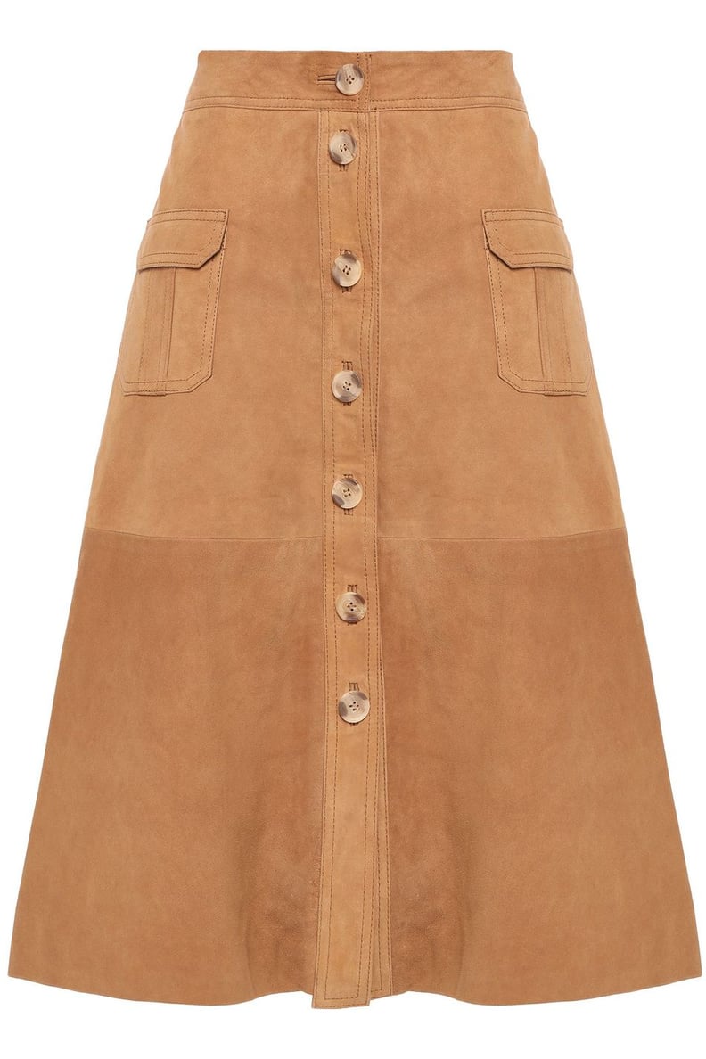 Walter Baker Camel Yuki Two-Tone Suede Skirt