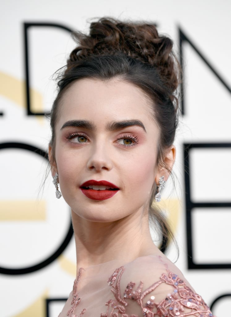 Lily Collins Hair And Makeup At The 2017 Golden Globes Popsugar Beauty Australia 0208