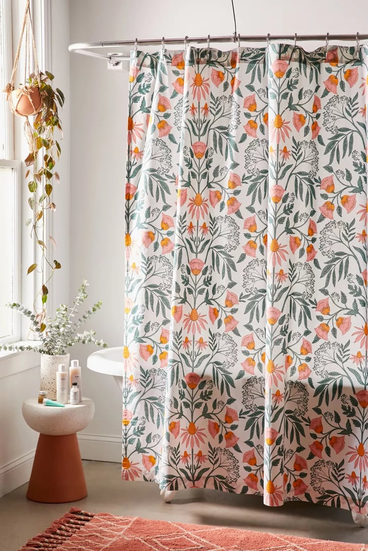 A Mirrored Shower Curtain: Camille Floral Shower Curtain