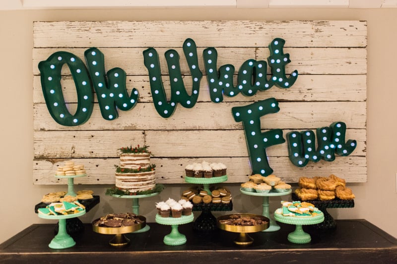 I filled the dessert table with holiday treats from my book, and added in some of our other favorite desserts like mini pies from the Snohomish Pie Company, Lady Yum macarons and Frost Donuts french crullers. If you are local and haven't tried any of these, RUN. They're amazing.