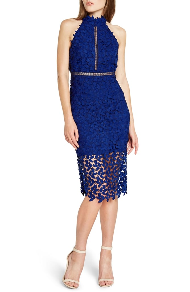 Bardot Gemma Halter Lace Sheath Dress