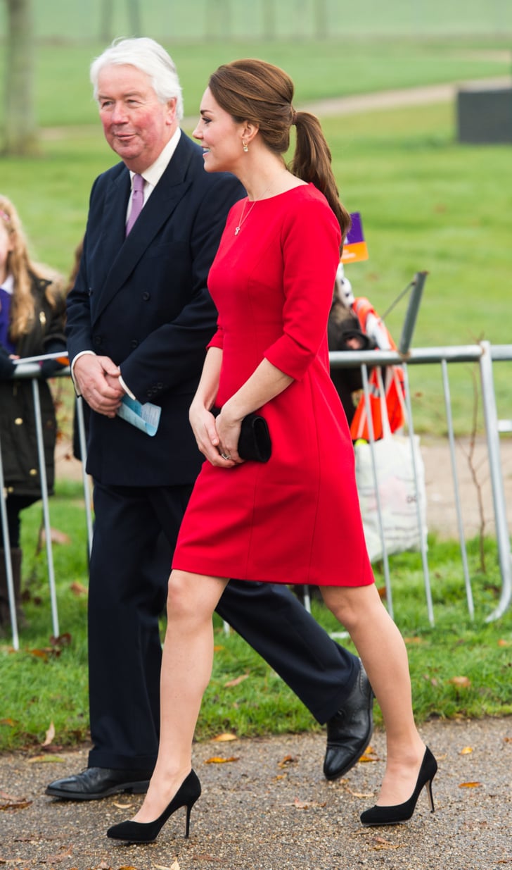 The Duchess Looked Elegant in a Katherine Hooker Shift Dress at an