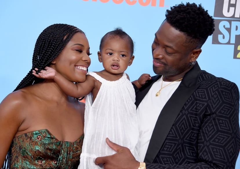 SANTA MONICA, CA - JULY 11:  Gabrielle Union, Kaavia James Union Wade, and Dwyane Wade attend Nickelodeon Kids' Choice Sports 2019 at Barker Hangar on July 11, 2019 in Santa Monica, California.  (Photo by Gregg DeGuire/WireImage)