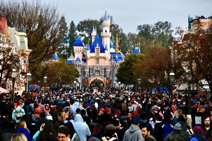 ANAHEIM, CA - JANUARY 17: Crowds fill Main Street U.S.A. before the opening of Rise of the Resistance at In Disneyland in Anaheim, CA, on Friday, Jan. 17, 2020. 