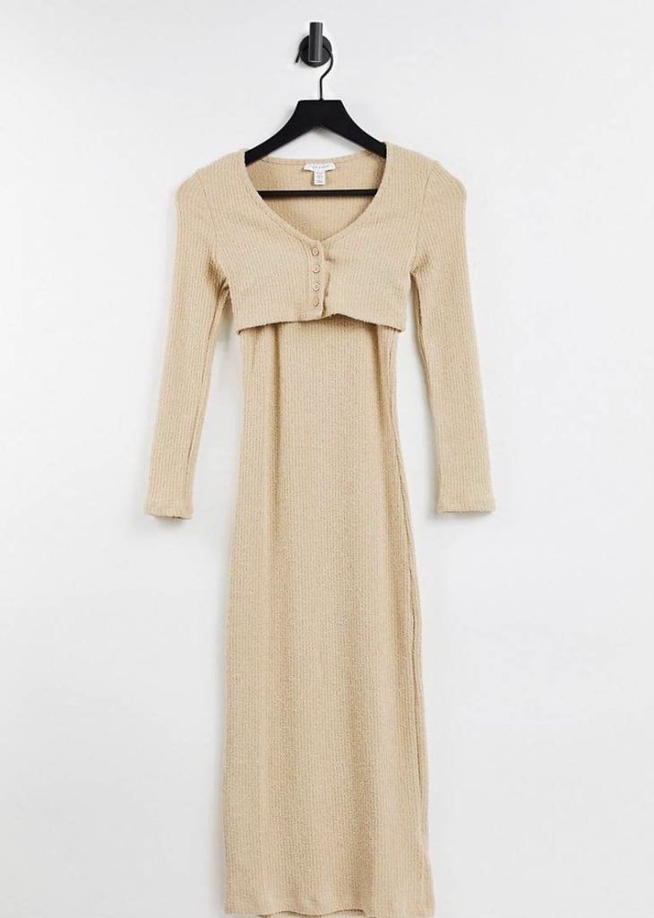 For Fall Adventures: Topshop Petite Fluffy Rib Cardigan Midi Dress