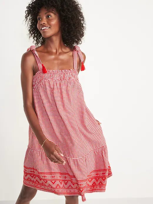 Old Navy Sleeveless Tiered Gingham Swing Mini Dress