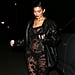 Kylie Jenner Shows Her Underwear in a Sheer Black Lace Dress