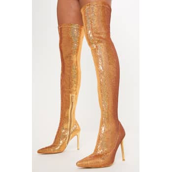 Gold balenciaga clearance thigh high boots