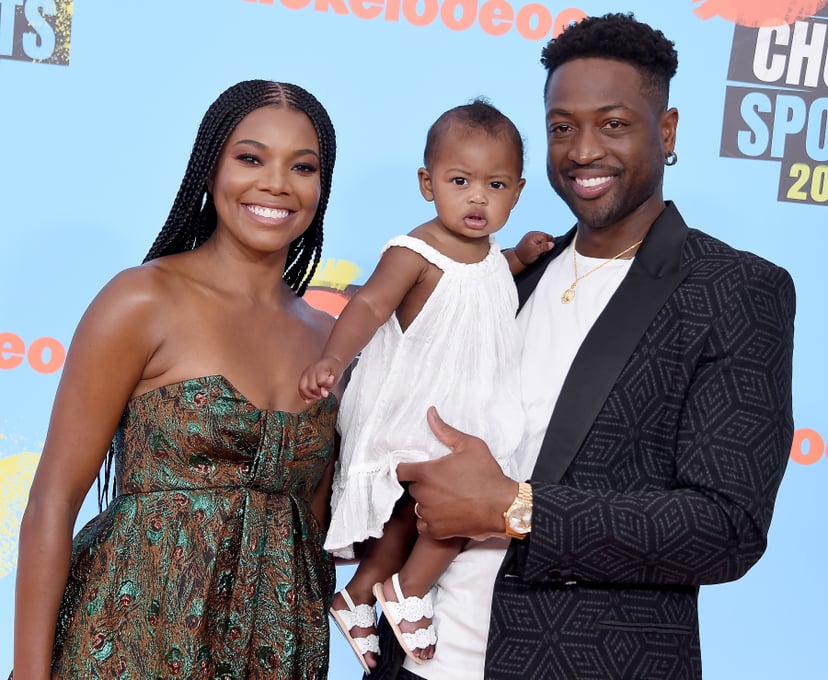 SANTA MONICA, CA - JULY 11:  Gabrielle Union, Kaavia James Union Wade, and Dwyane Wade attend Nickelodeon Kids' Choice Sports 2019 at Barker Hangar on July 11, 2019 in Santa Monica, California.  (Photo by Gregg DeGuire/WireImage)
