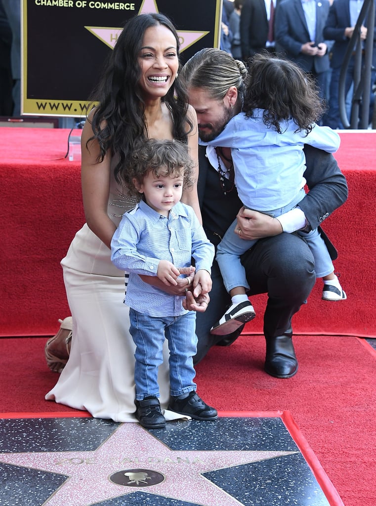 Zoe Saldana And Sons At Hollywood Walk Of Fame Ceremony 2018 Popsugar Celebrity Uk Photo 24