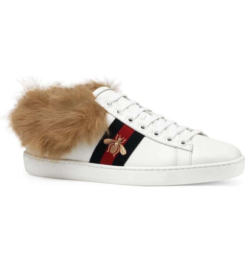 Gucci New Ace Genuine Shearling Lining Sneaker