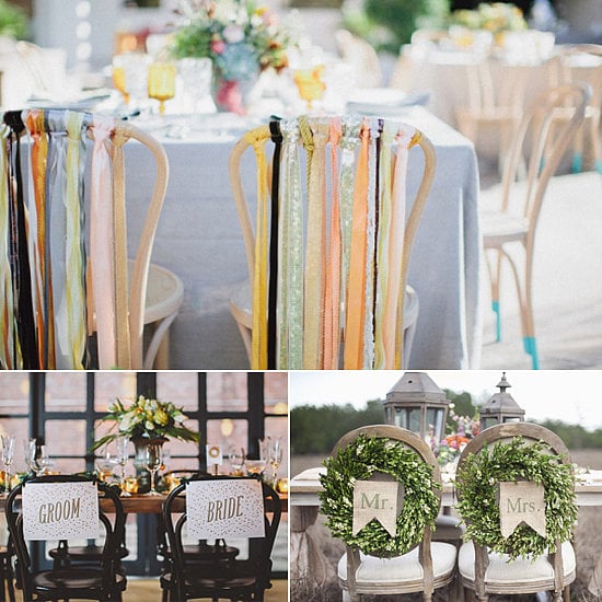 Once you've said your "I dos," consider celebrating your first meal as husband and wife with custom chair backs — DIY, of course. Fit for any theme, the options are endless: ribbons, wreaths, and recycled wood are just a few of POPSUGAR Home's favorite ideas. Once you've said your "I dos," consider celebrating your first meal as husband and wife with custom chair backs — DIY, of course. Fit for any theme, the options are endless: ribbons, wreaths, and recycled wood are just a few of POPSUGAR Home's favorite ideas.
