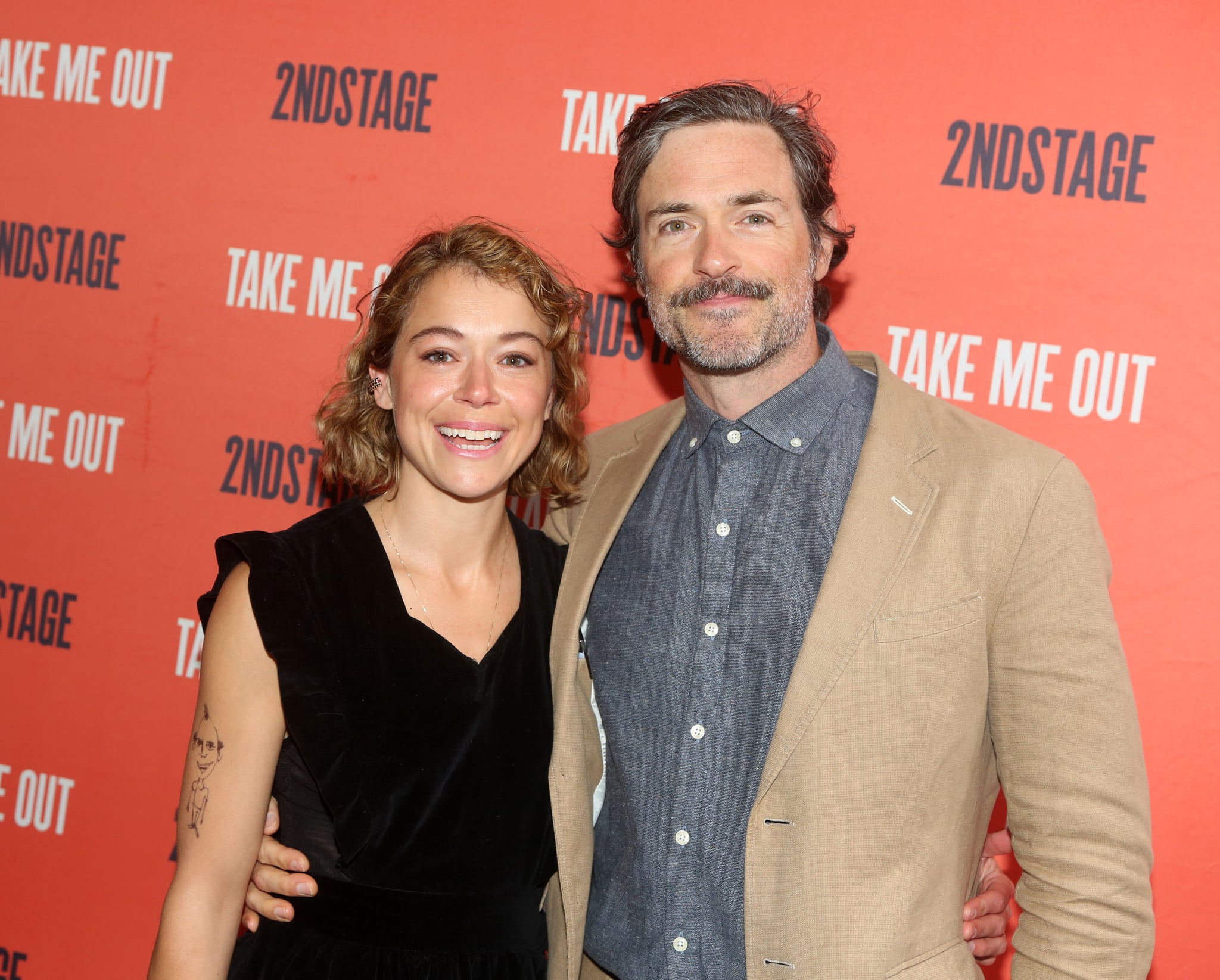 Tatiana Maslany and Brendan Hines at the opening night of Second Stage Theatre's production of Take Me Out.