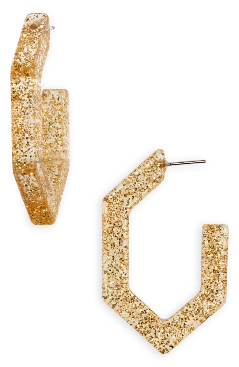 Madewell Glitter Oversize Geometric Hoop Earrings 19 Pretty Gold