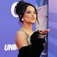 Becky G Offsets Her Floor-Length Velvet Robe With a Sequin Minidress at the Latin AMAs