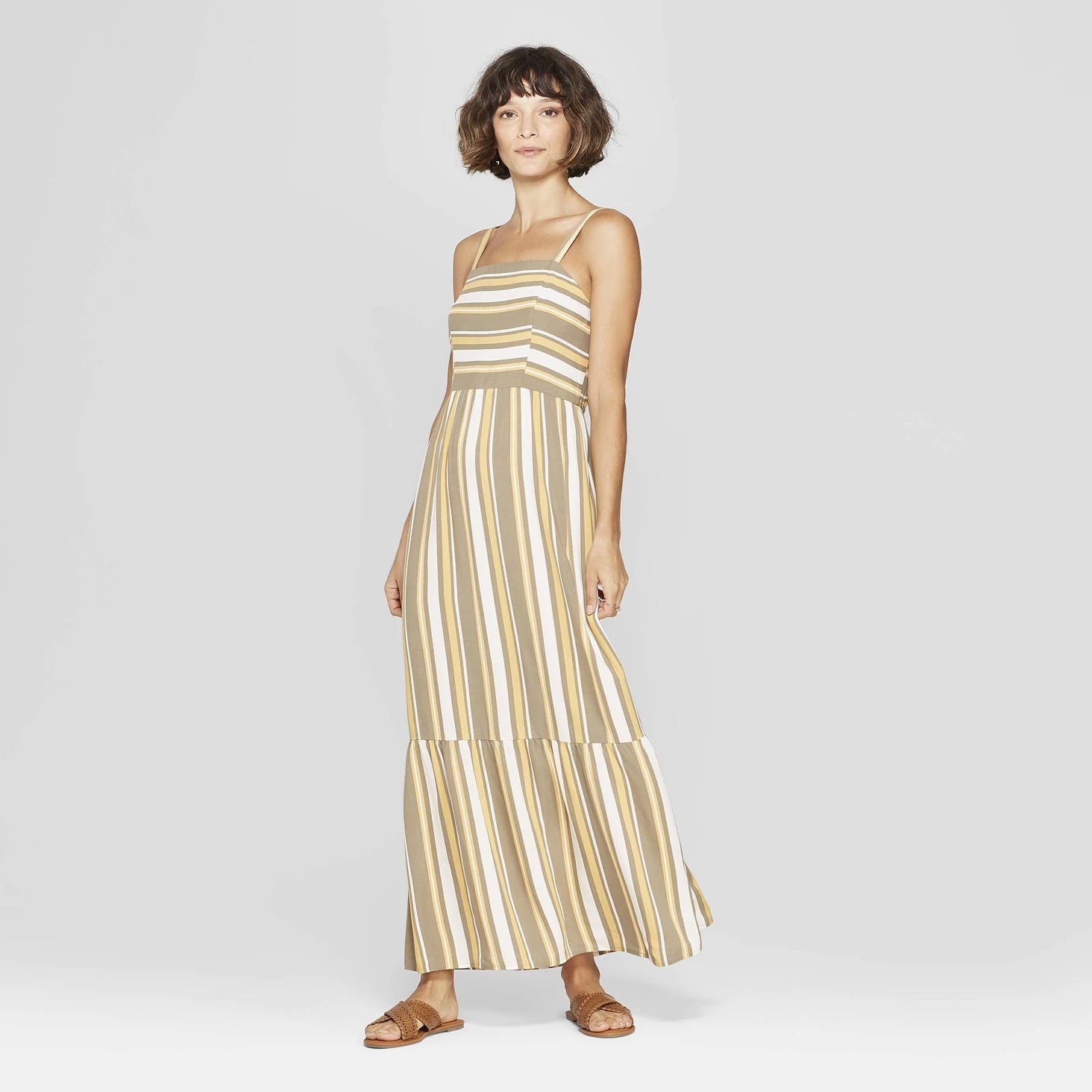 strappy square neck wrap maxi dress