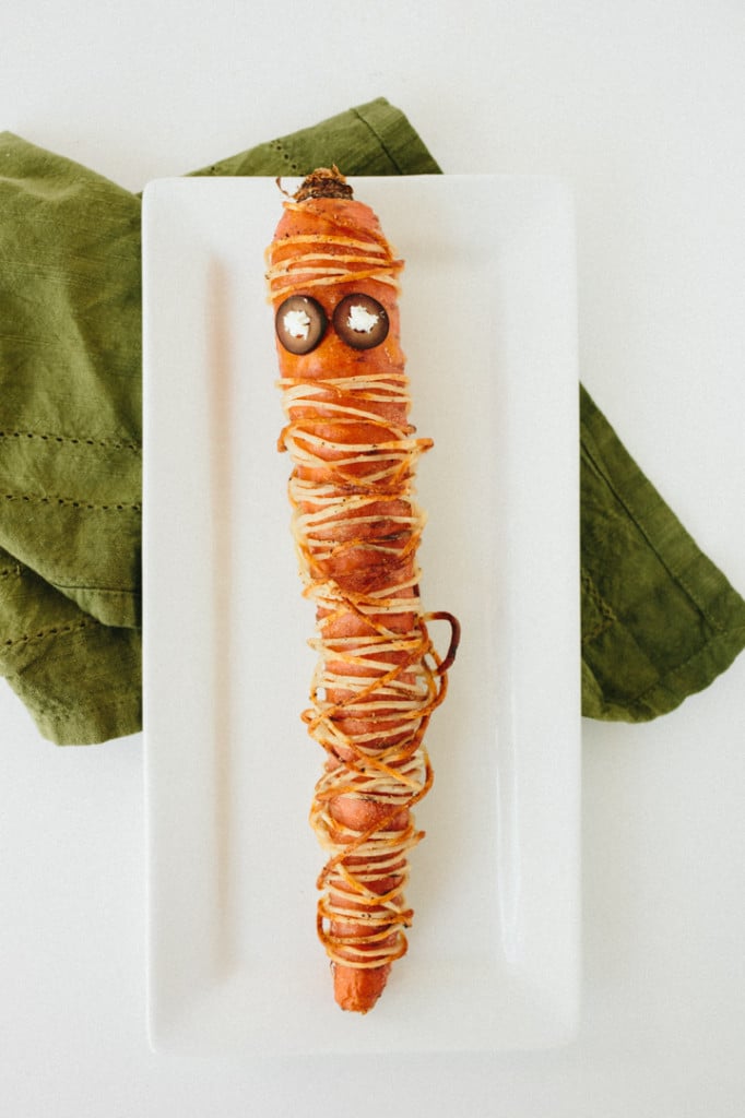 Roasted Carrot and Spiralized Noodles Mummy